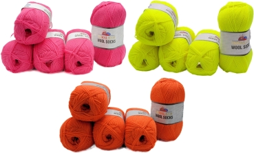 500 Gramm Himalaya Wool Socks Sockenwolle einfarbig mit 75% Merinowolle, 5 x 100 Gramm Paket Wolle zum Stricken und Häkeln